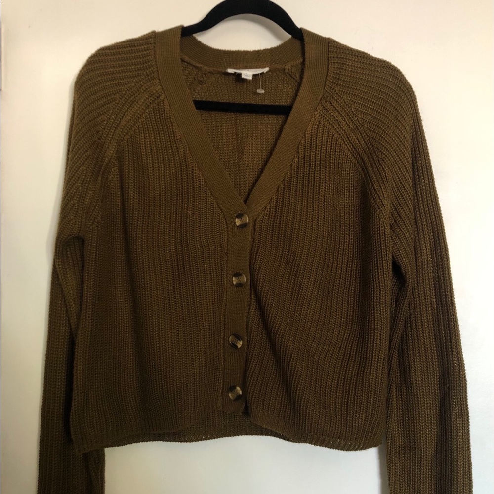Women’s L Cropped Brown/Olive Cardigan